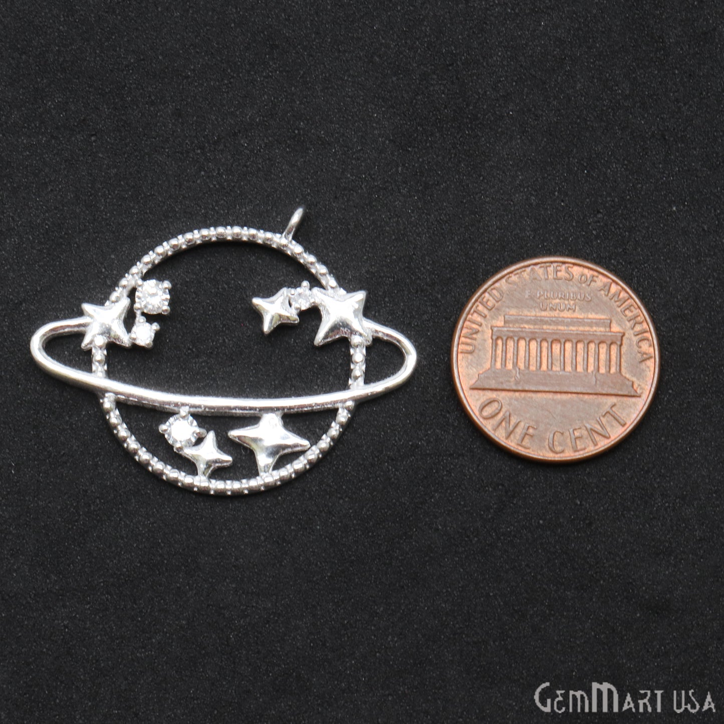 Saturn Planet Charm Pendant Necklace Celestial Sky Galaxy & Stone Stars Necklace Jewelry