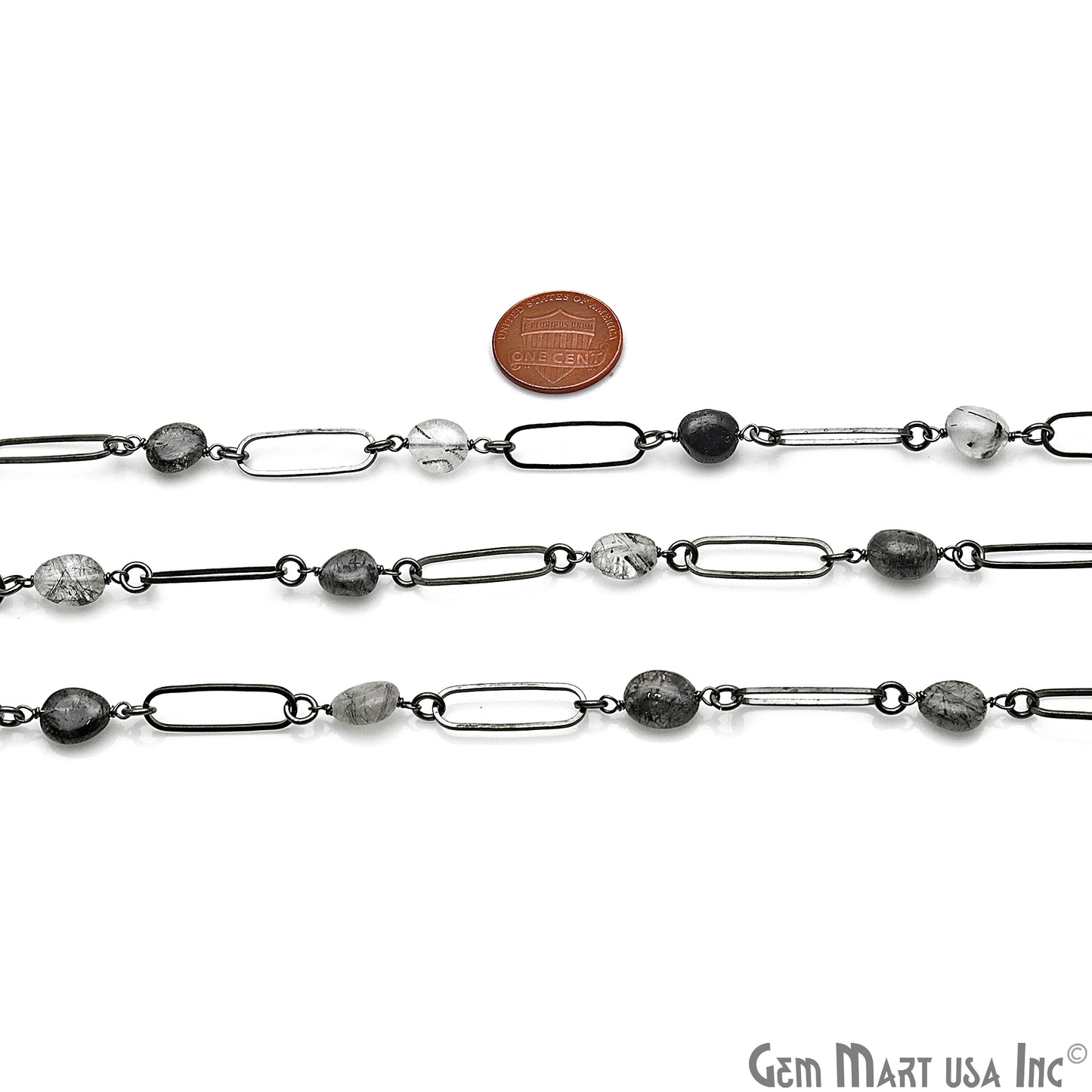Rutilated With Oxidized Rectangle Finding Rosary Chain - GemMartUSA