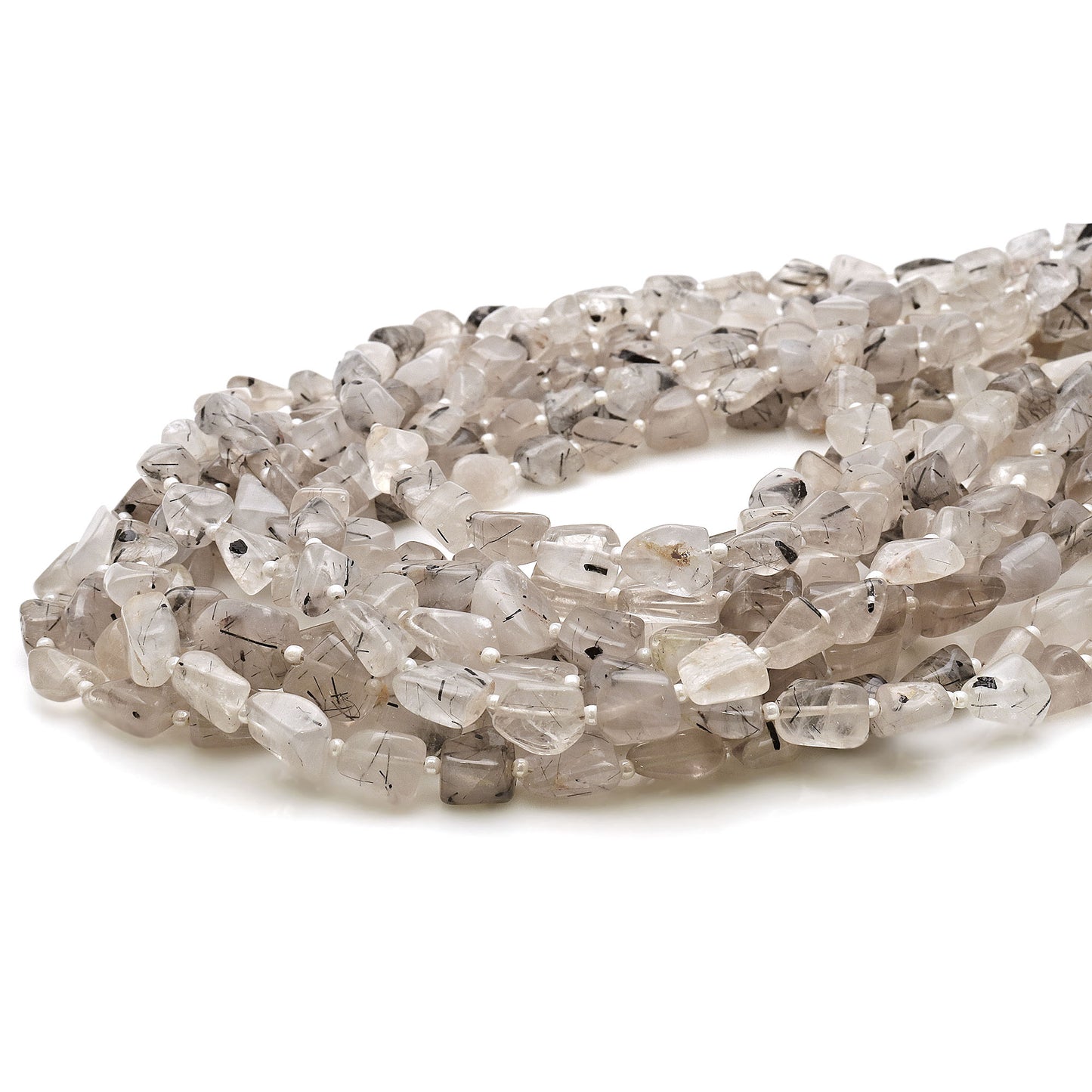 Rutilated Free Form 9x7mm Tumble Beads Gemstone Strands - GemMartUSA