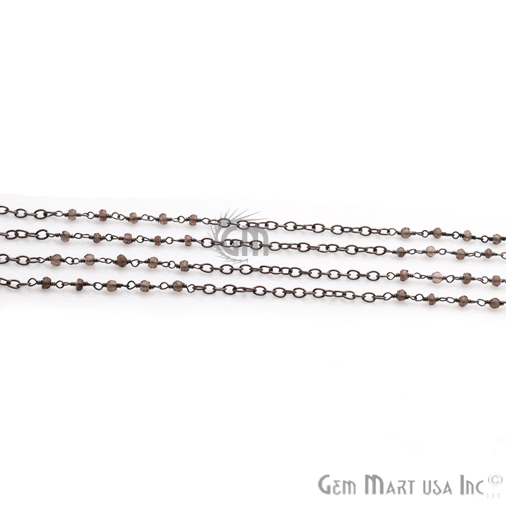 Smoky Topaz Beads Gemstone Beaded Oxidized Wire Wrapped Rosary Chain