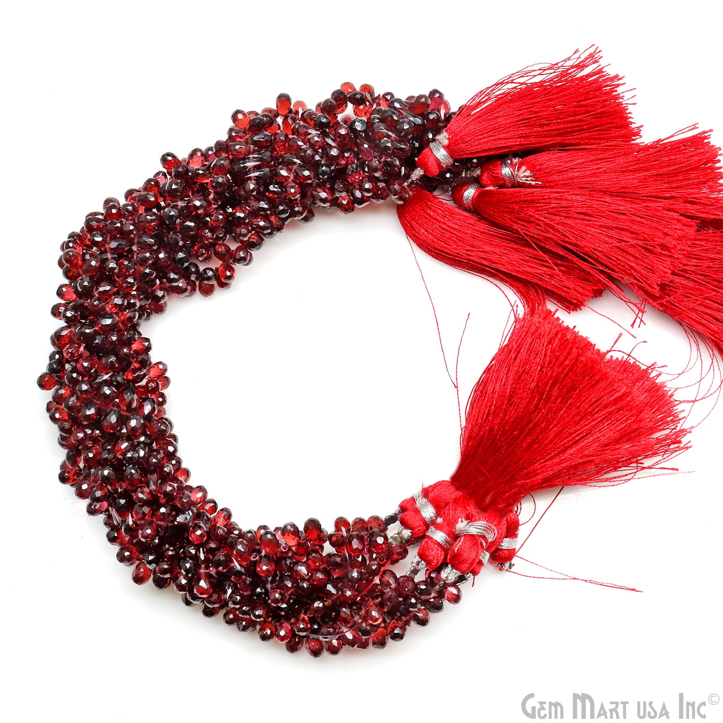 Garnet Teardrop Beads, 10.5 Inch Gemstone Strands, Drilled Strung Briolette Beads, Teardrop Shape, 6x3mm