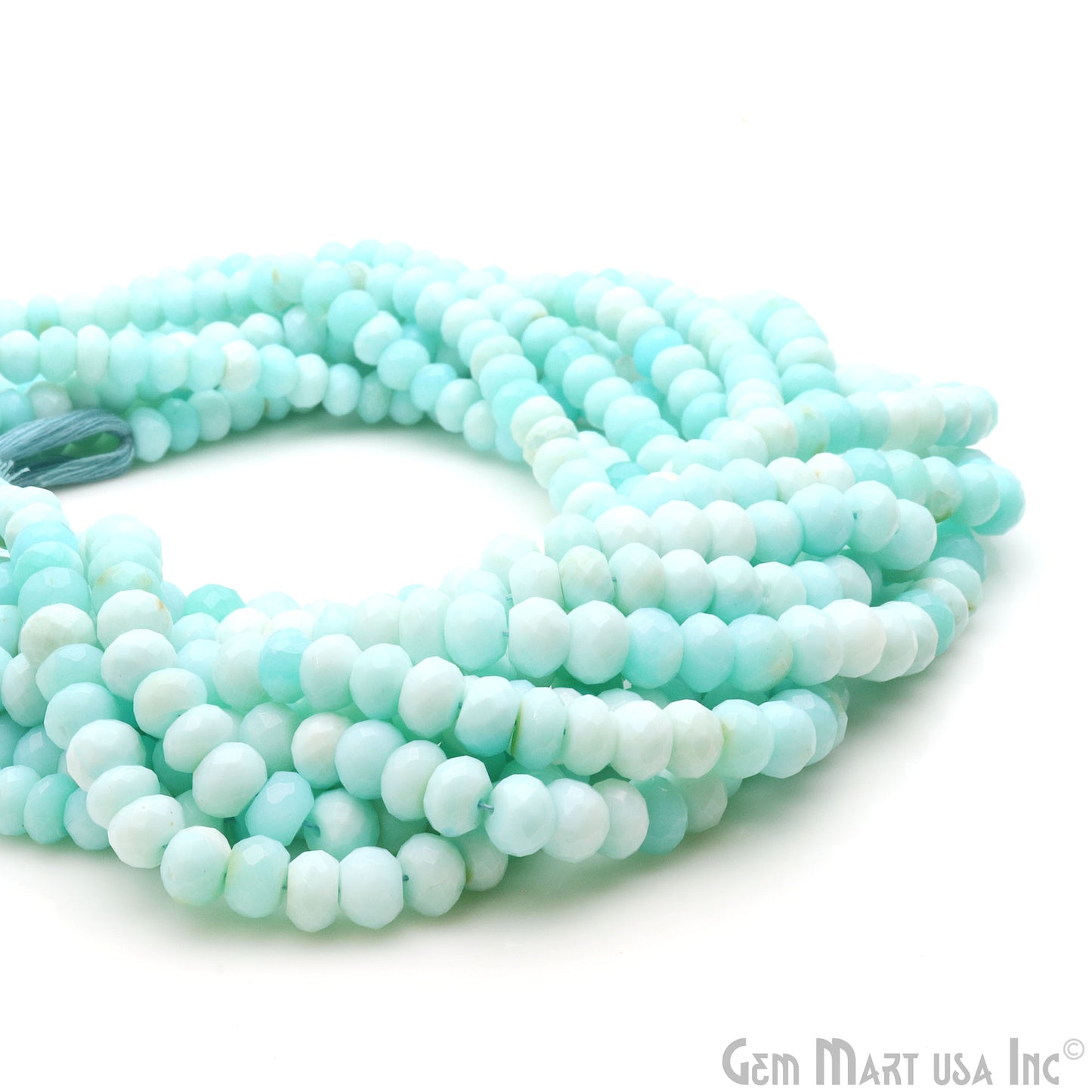 Green Opal 6-7mm Faceted Beads Rondelle Chain 13 Inch, 1 Strand, GemMartUSA