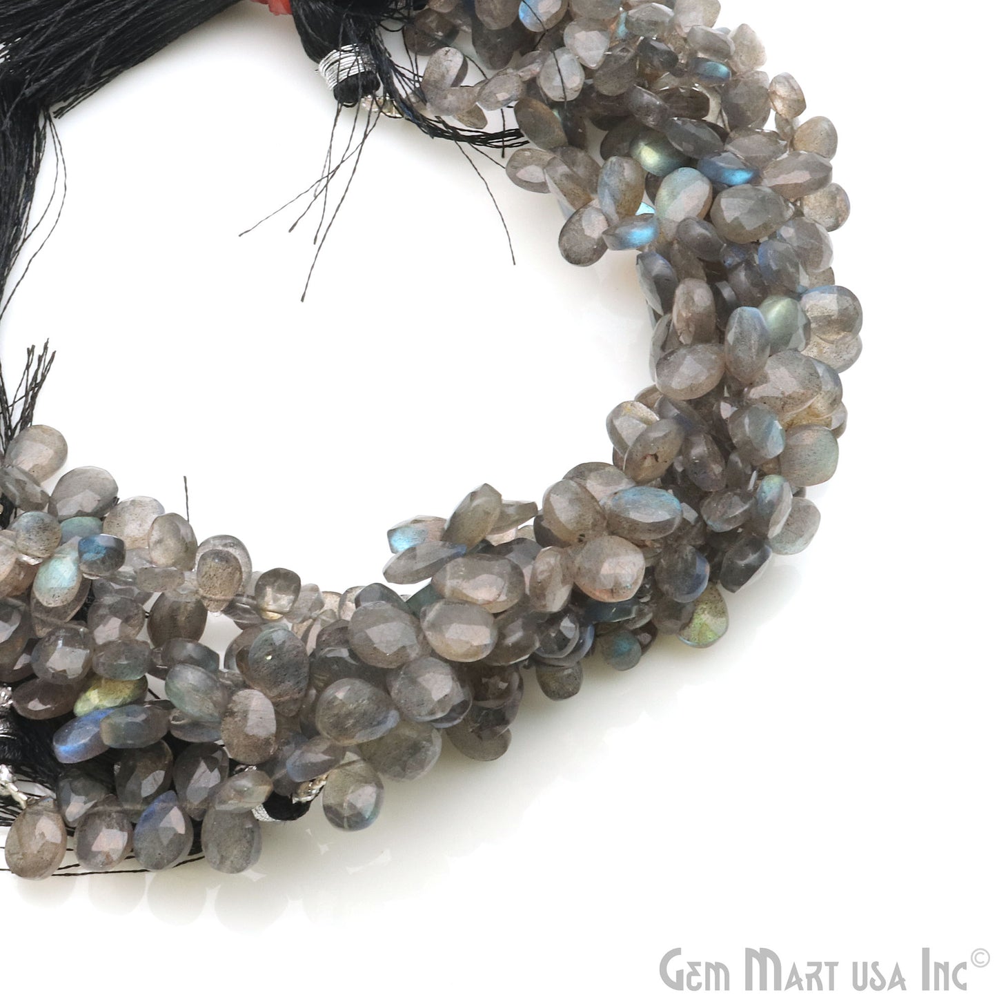 Labradorite Pears Beads, 8 Inch Gemstone Strands, Drilled Strung Briolette Beads, Pears Shape, 7x9mm
