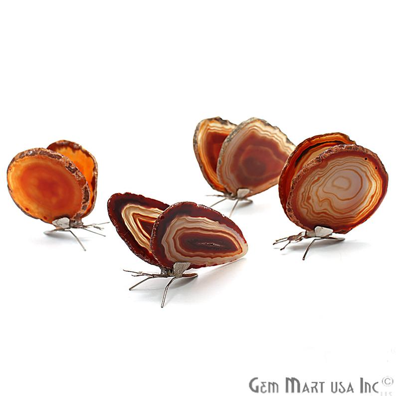 Red Agate Slice Butterfly, Rock Home Decor, Rock Boho Decor, Agate Slice, Butterfly Wings, Agate Geode, Gemstone Butterfly