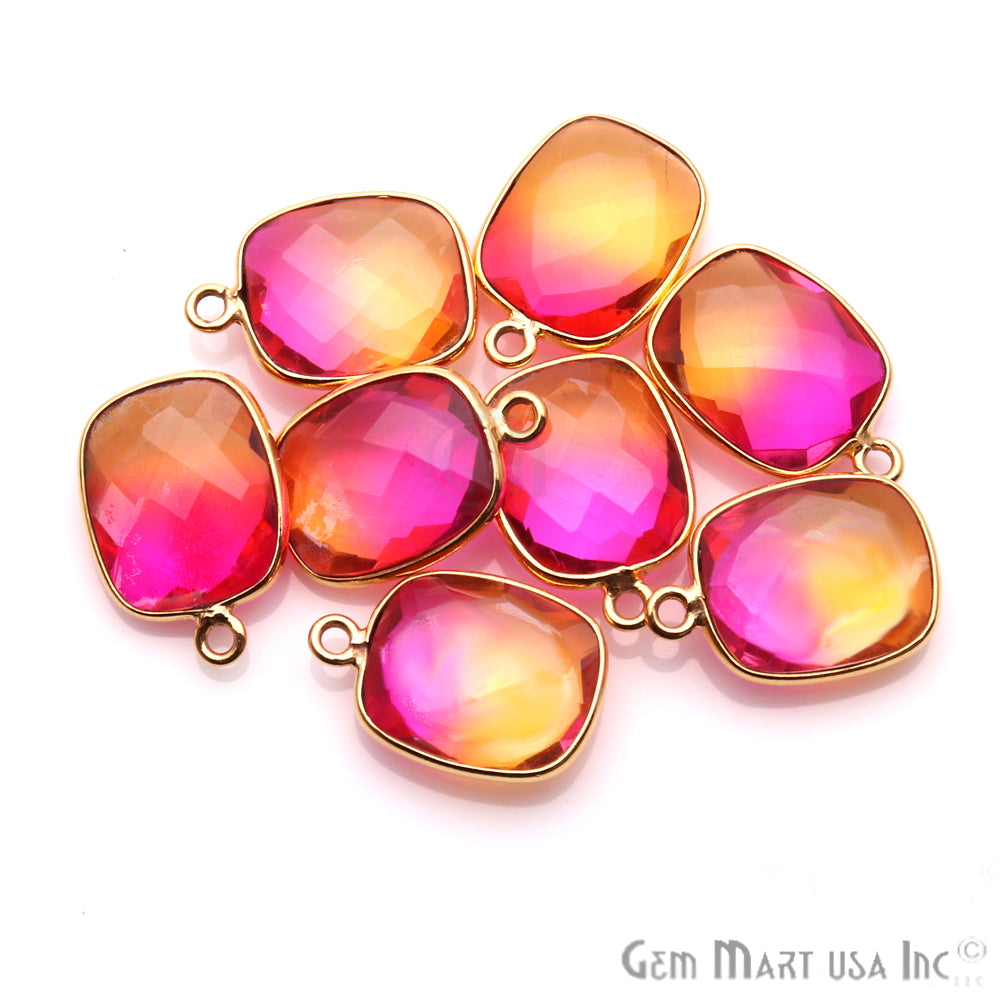 Doublet Aura Quartz 10x12mm Octagon Connector (Pick Color,Plating,Bail) - GemMartUSA