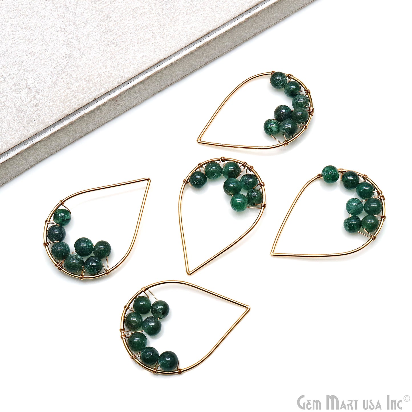 Beaded Pear Shape Pendant Connector in Gold Plating 45x32mm