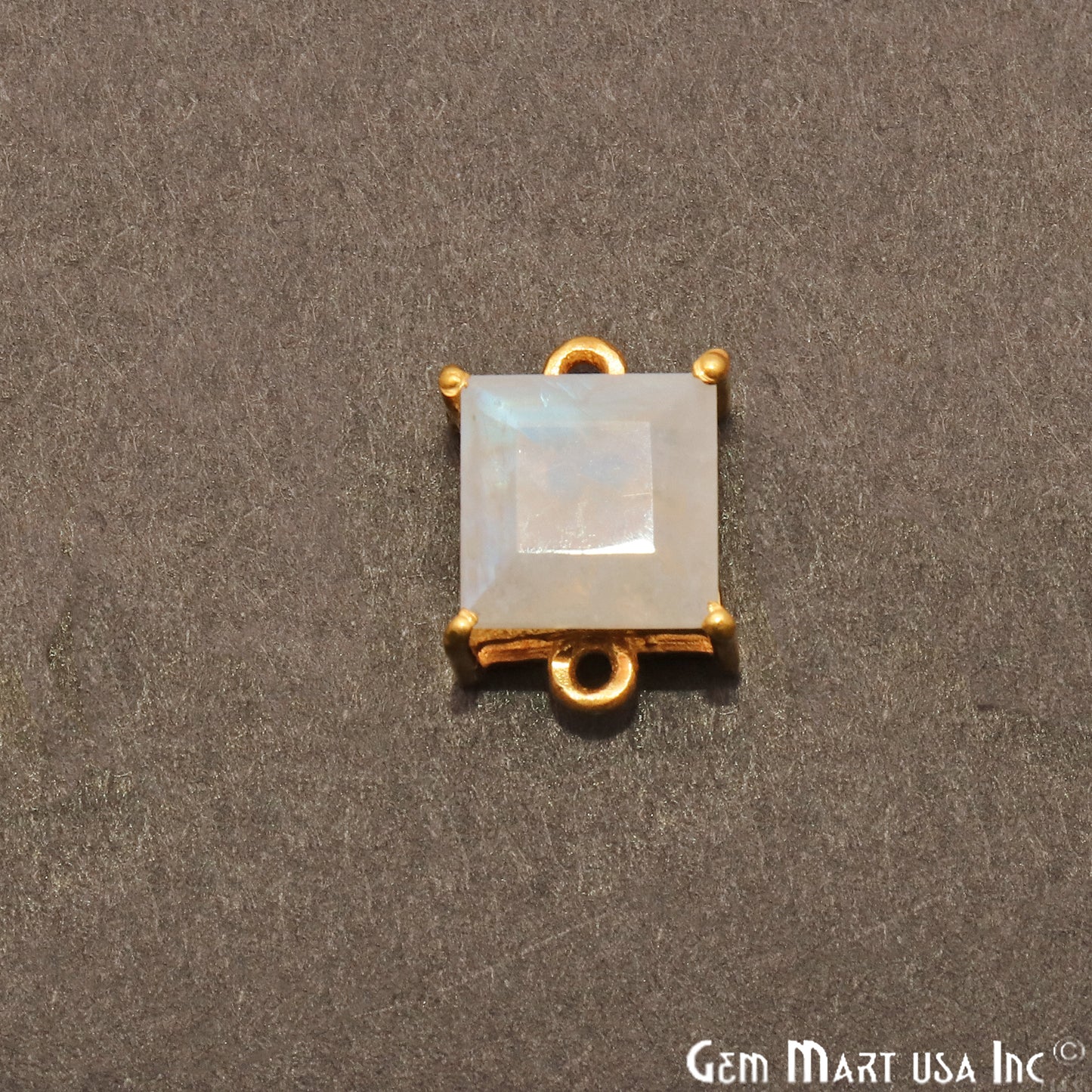 Rainbow Moonstone Prong Setting Gold Plated Flashy Gemstone Connector - GemMartUSA