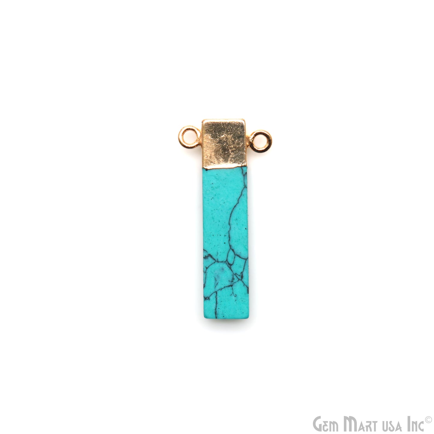 Dyed Howlite Rectangle 30x15mm Gold Electroplated Cat Bail Connector