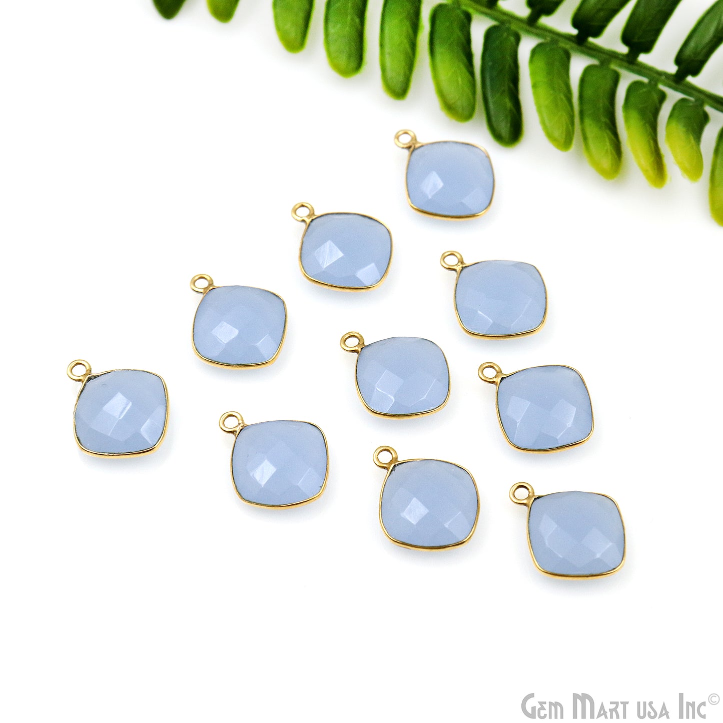 Cushion 12mm Single Bail Gold Bezel Gemstone Connector