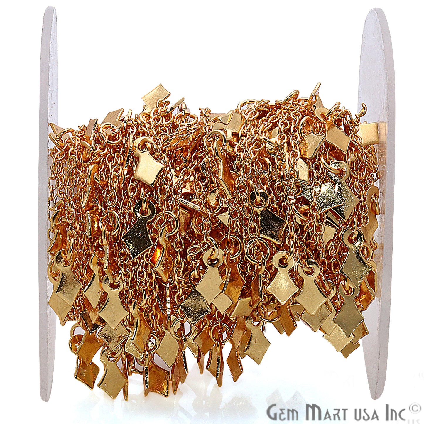 Diamond Shape Finding Gold Plated Soldered Station Rosary Chain - GemmartUSA