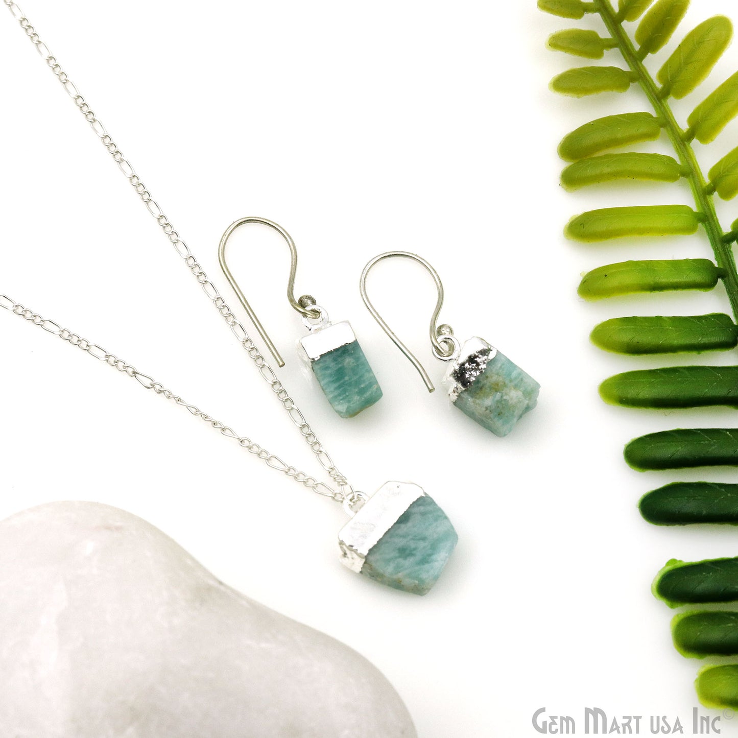 Amazonite Gemstone Silver Electroplated Single Bail Connector