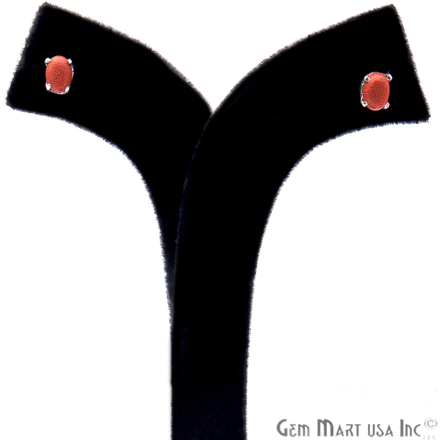 Sunstone 6x4mm Sterling Silver Oval Shape Prong Setting Stud Earring - GemMartUSA