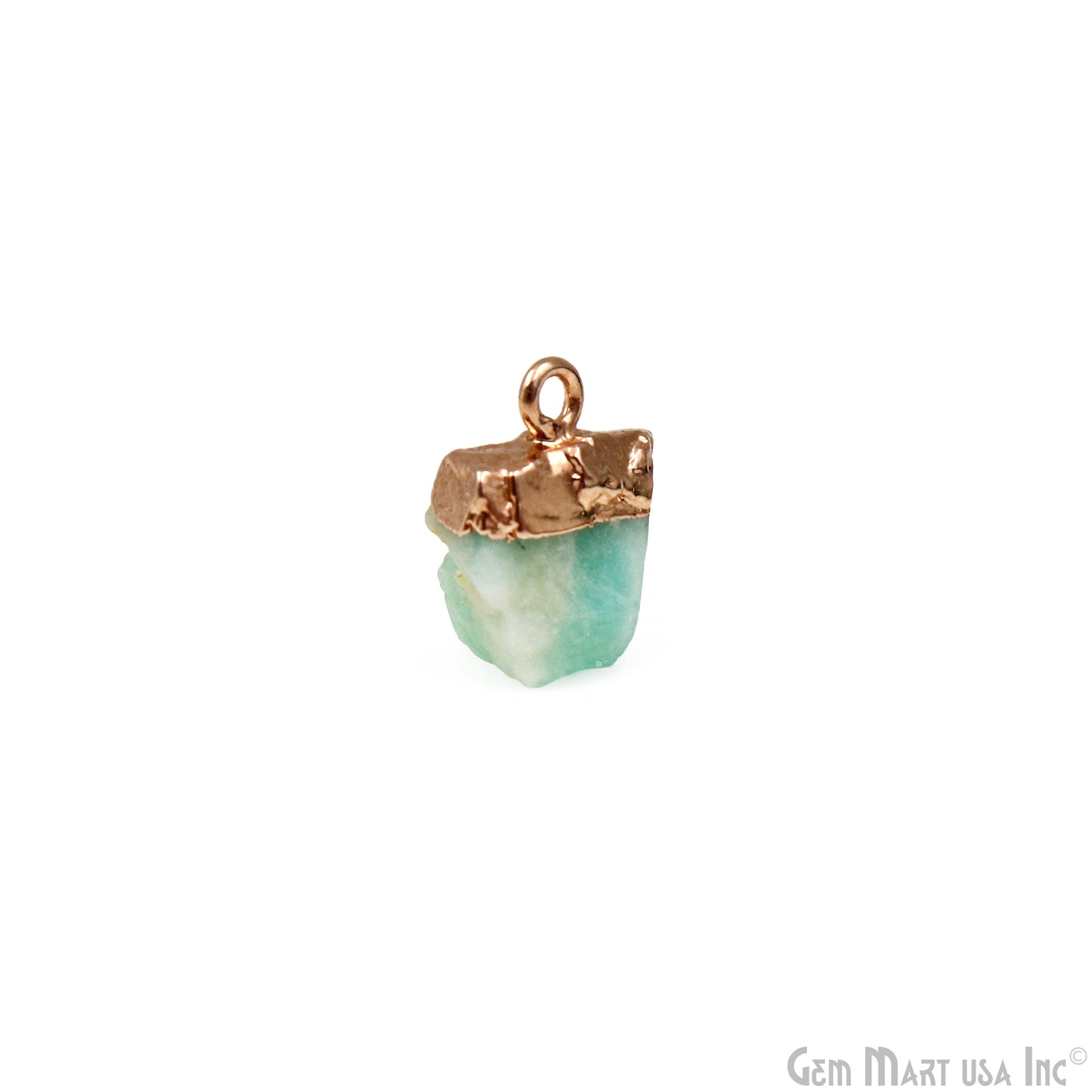 Rough Amazonite Gemstone Rose Gold Electroplated Single Bail Connector