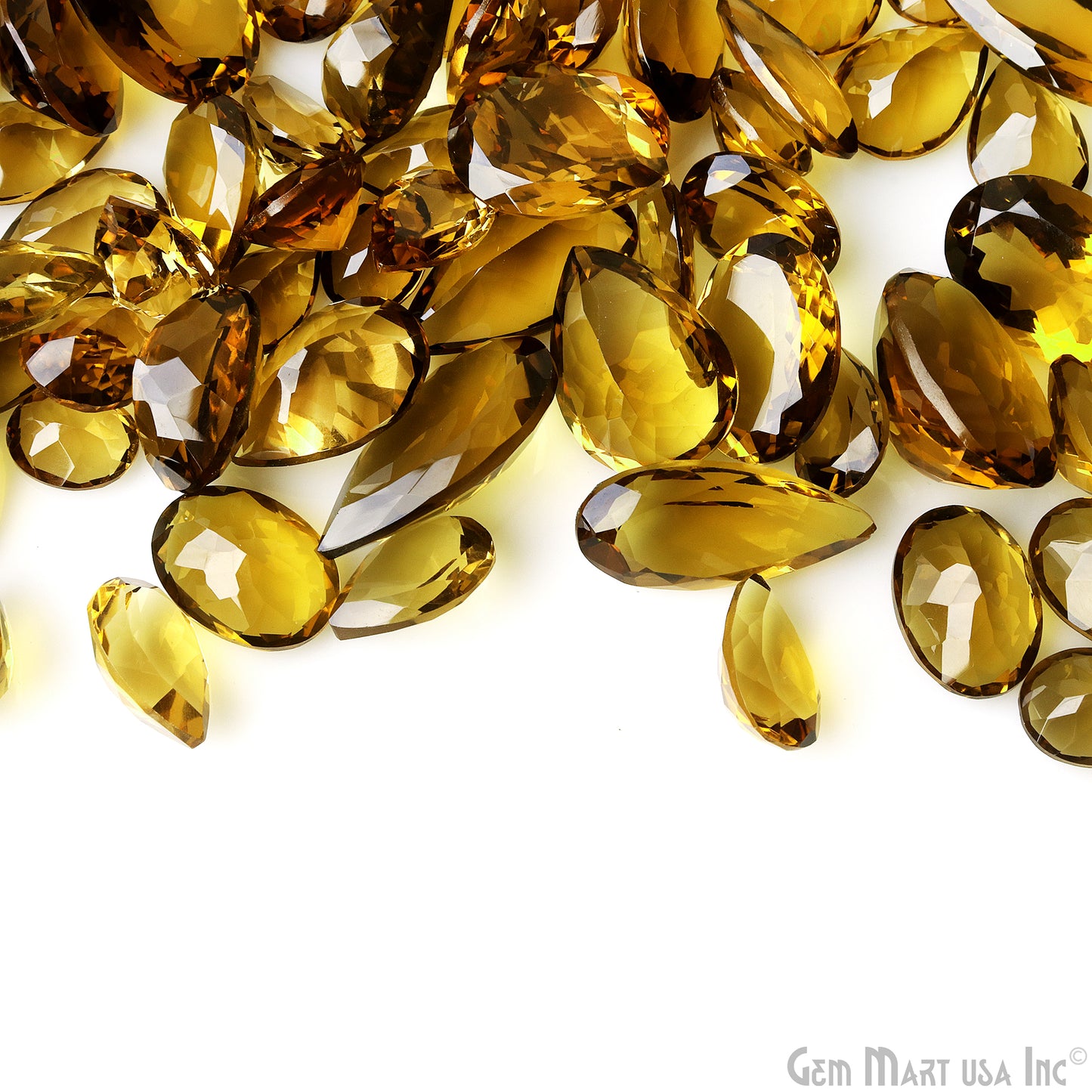 Champagne Quartz Wholesale Gemstones, 100% Natural Semi-Precious Gems, Golden and Brown Faceted Loose Gems, Mix, Oval and Pear, 100 Carats