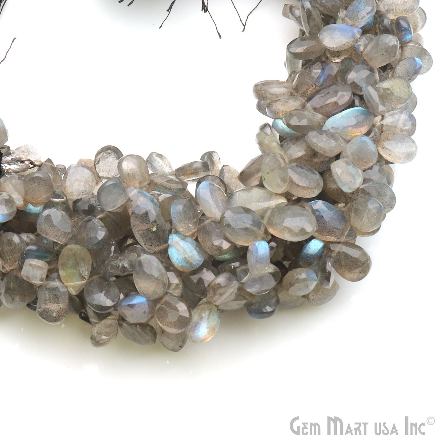 Labradorite Pears Beads, 8 Inch Gemstone Strands, Drilled Strung Briolette Beads, Pears Shape, 10x6mm