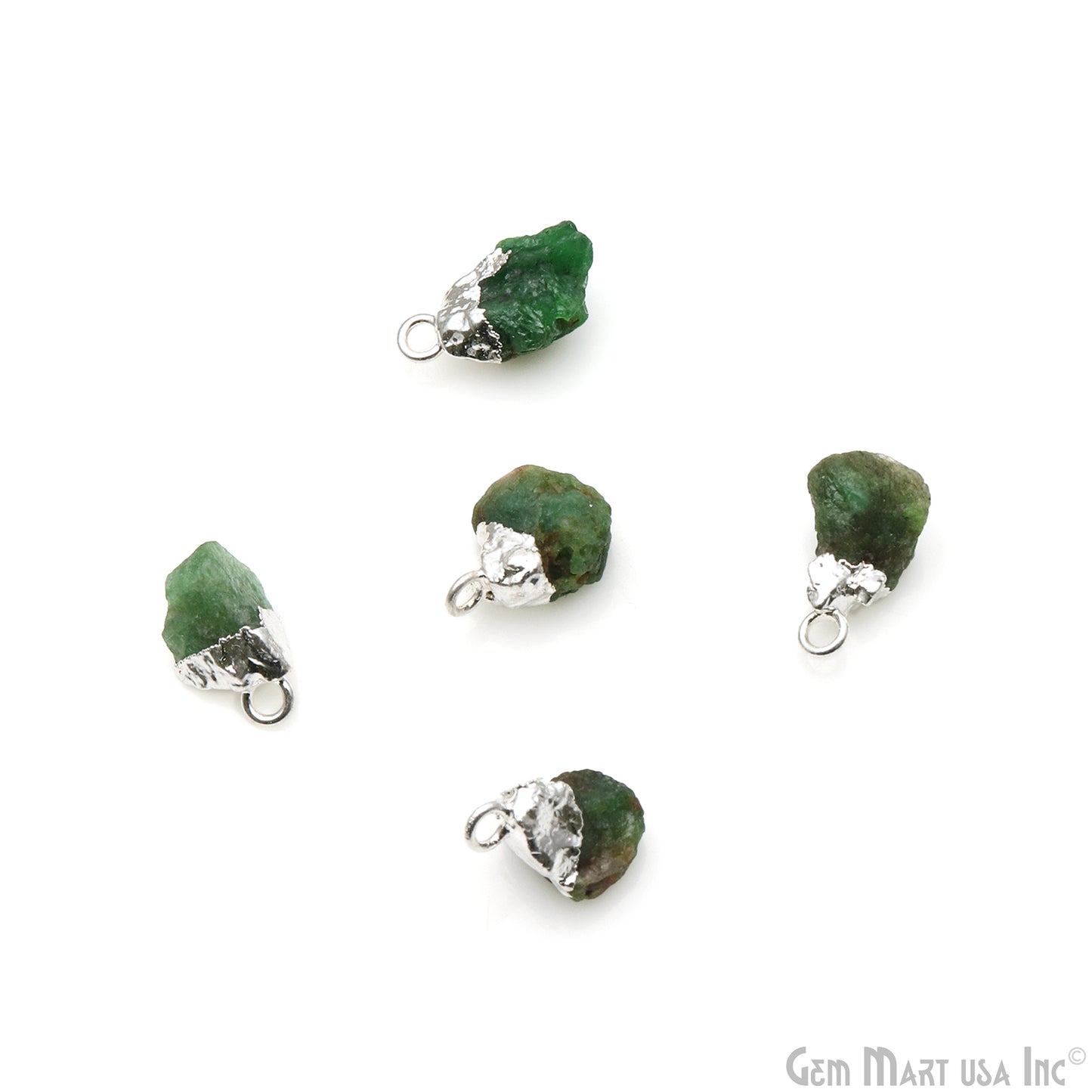 Chrome Diopside Gemstone Silver Electroplated Single Bail Connector