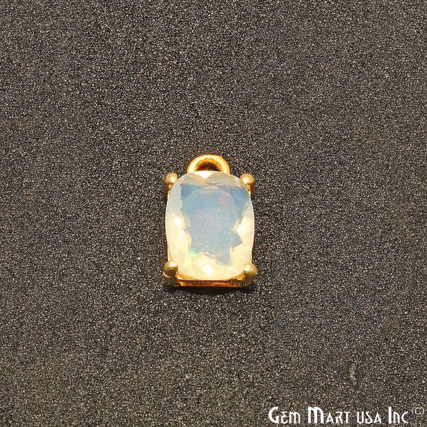 Opal Gemstone Octagon 7x9mm Prong Setting Gold Plated Connector - GemMartUSA
