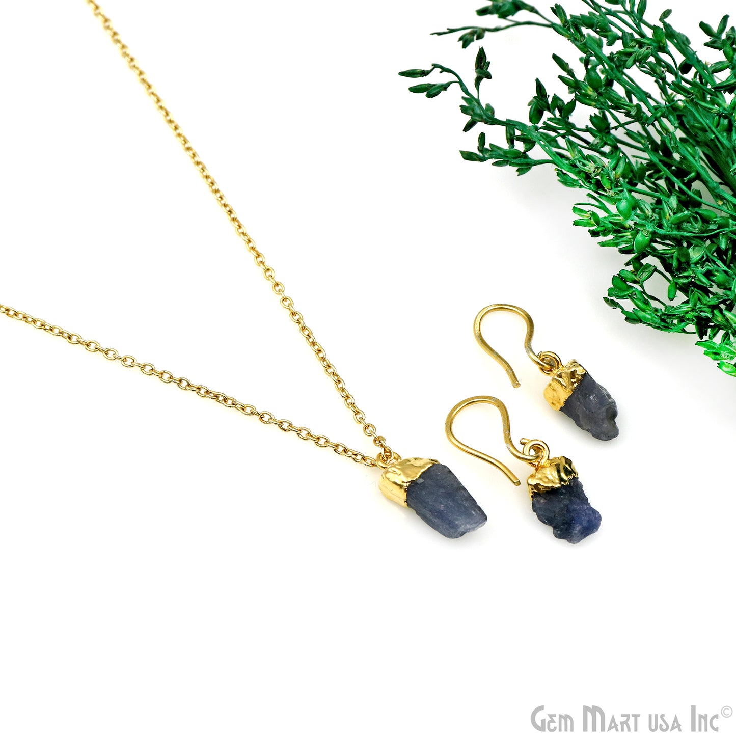 Rough Tanzanite Gemstone Gold Electroplated Single Bail Connector Charm