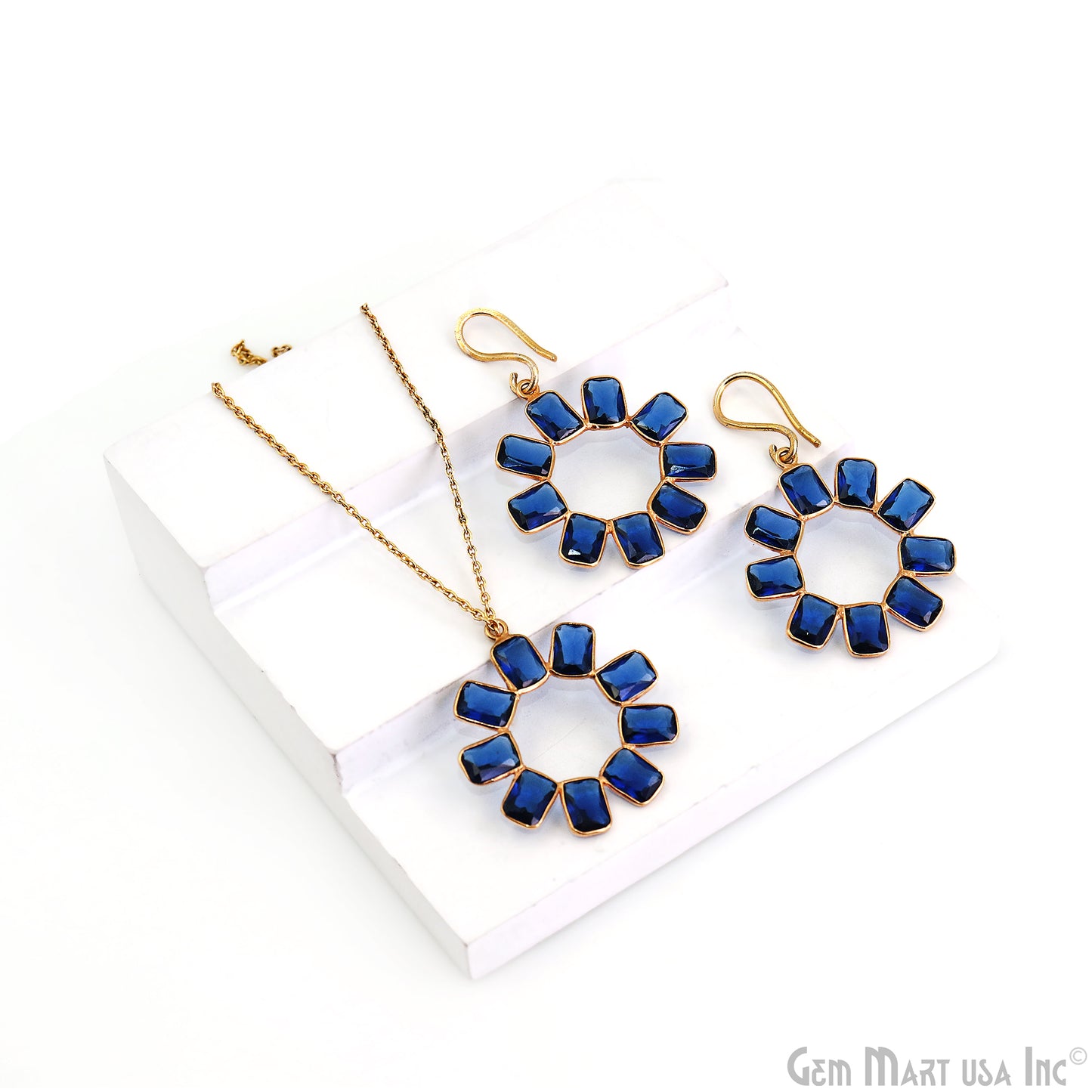 DIY Round Gemstone 32x28mm Gold Plated Chandelier Finding Component