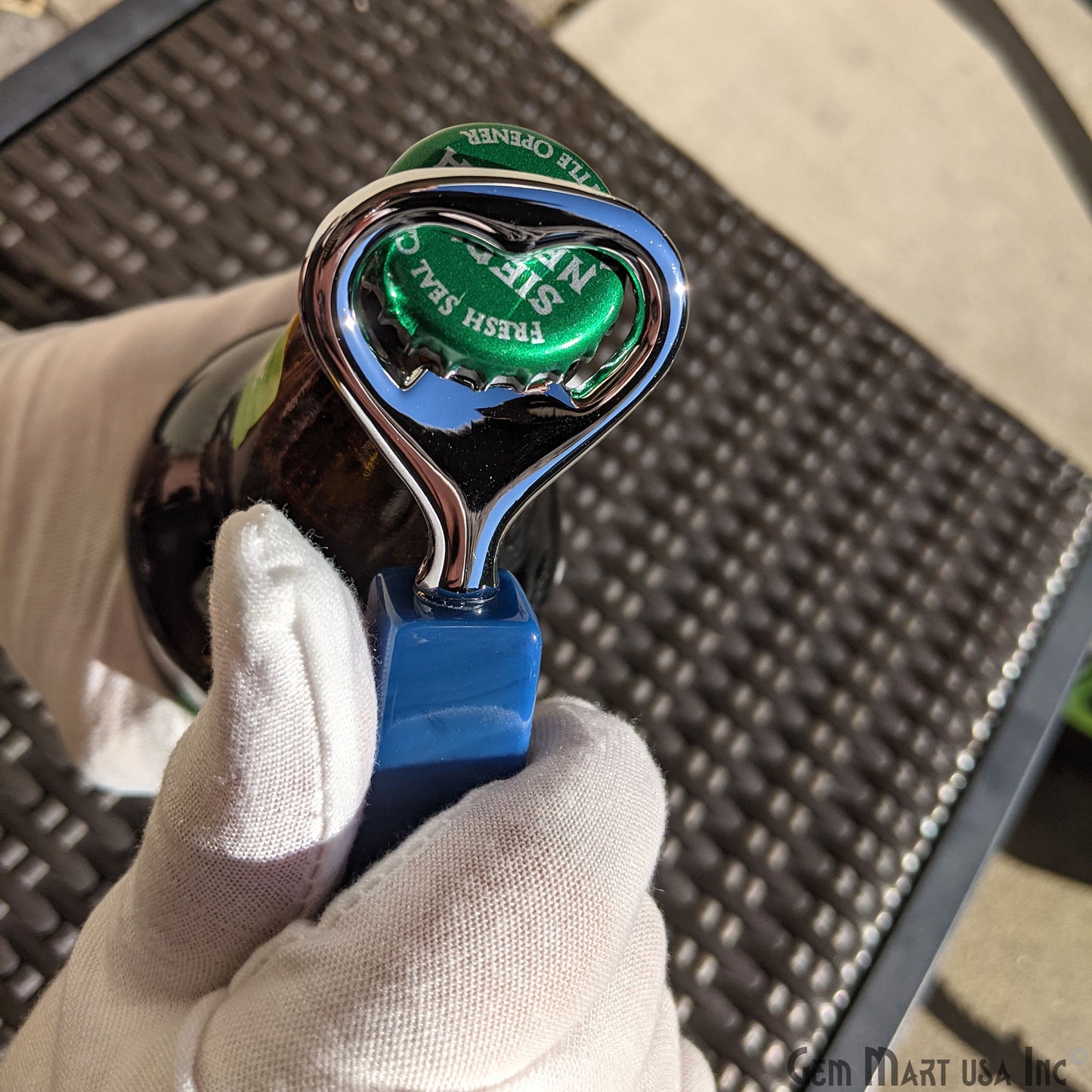Bottle Opener in Natural Colors of Agate, Bar Wine Tool, Beer Soda Metal Cap Opener