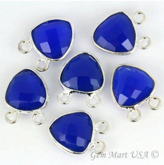 Trillion 10mm Cat Bail Silver Plated Bezel Gemstone Connector