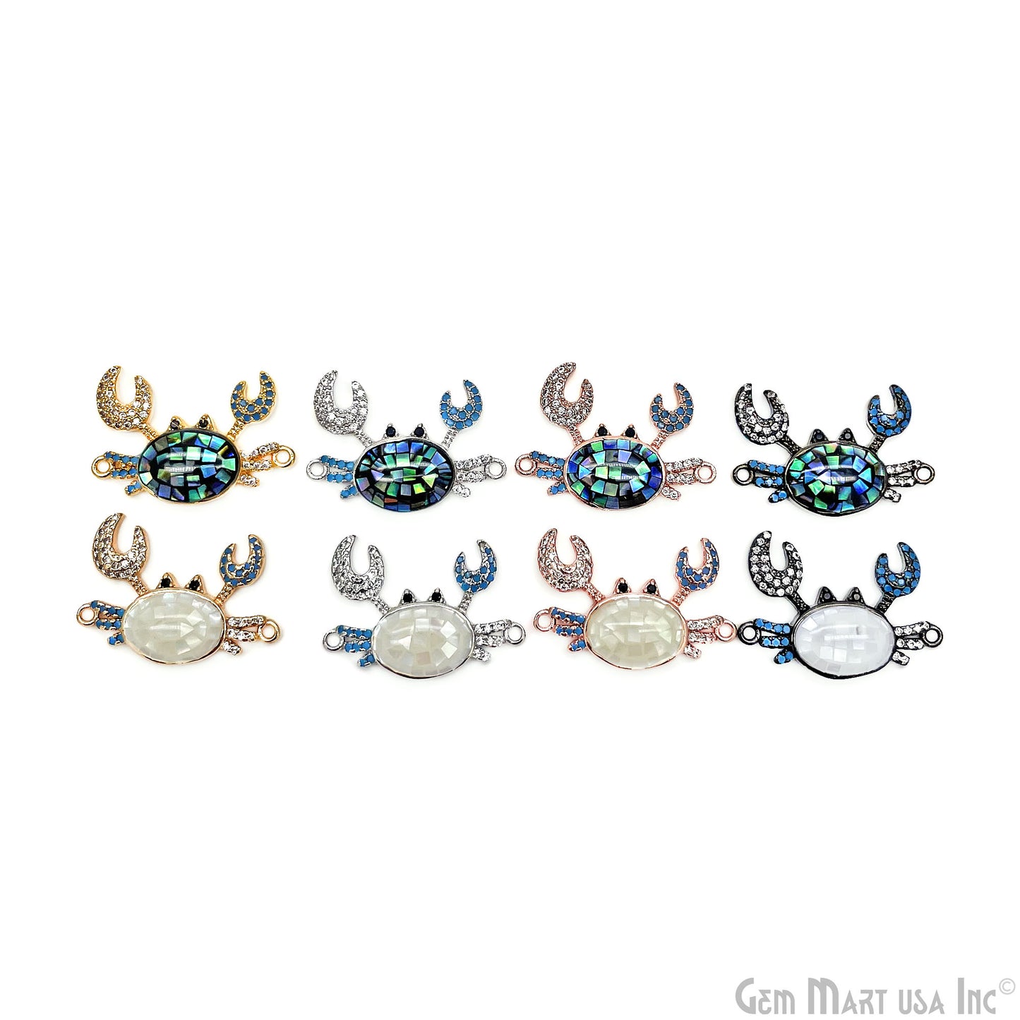 Crab Charm Pendant crab jewelry Cubic Zircon 25x17mm Pendant