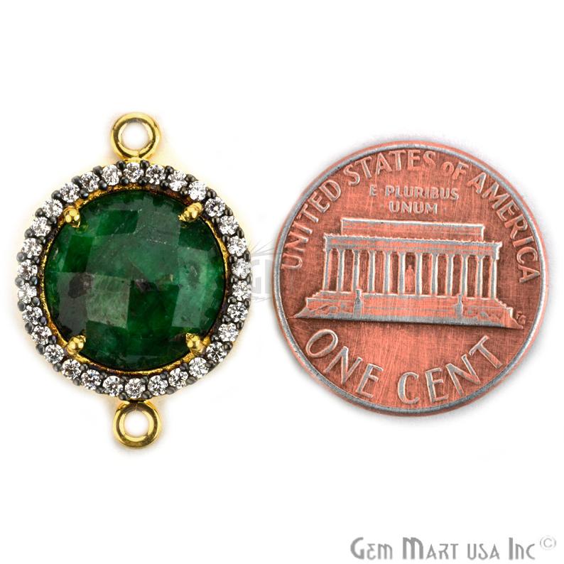 Cubic Zirconia Pave 12mm Round Gold Bail Connector (Choose Gemstone) - GemMartUSA