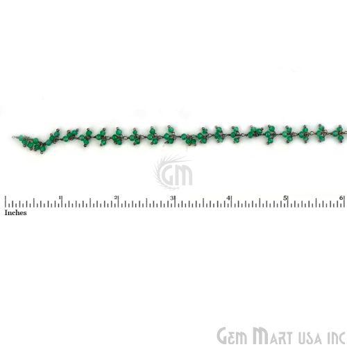 Green Onyx Faceted Beads Oxidized Wire Wrapped Cluster Dangle Chains (764152447023)