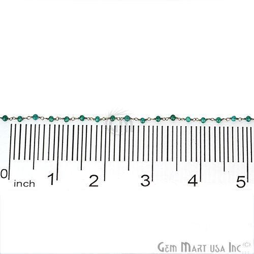 Emerald Jade Faceted 3-3.5mm Oxidized Wire Wrapped Beads Rosary Chain (762868695087)