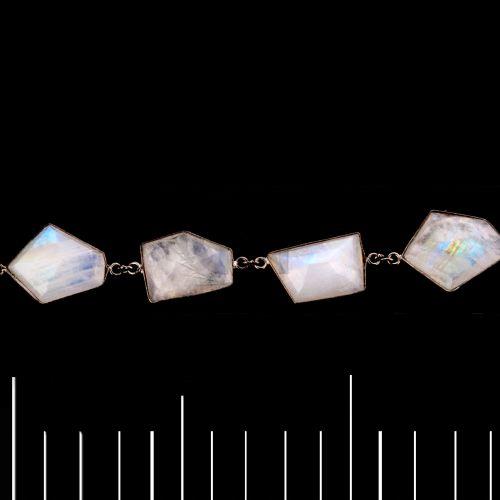 Rainbow Moonstone 10-12mm Free Form Oxidized Continuous Connector Chain