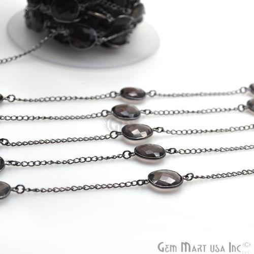 Smoky Topaz 10-15mm Oxidized Bezel Connector Link Rosary Chain (764039823407)