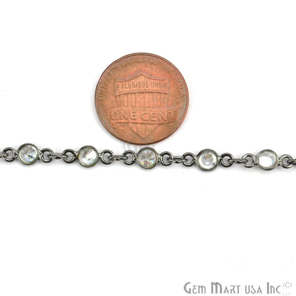 White Zircon 4mm Round Oxidized Continuous Connector Chain (764255928367)