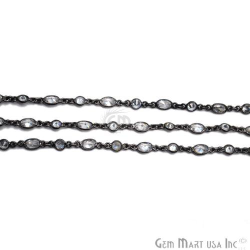 White Zircon 4mm Oxidized Continuous Connector Chain (764042739759)
