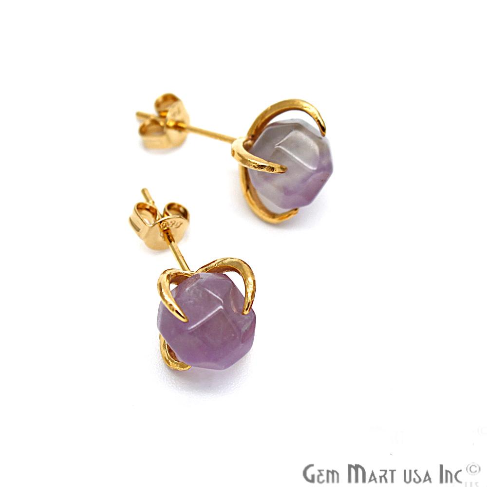 Natural Prong Gold Earring, Gold Plated Prong Setting, Stud Earrings (CHPR-3) - GemMartUSA