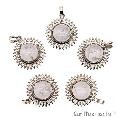 Gemstone Sun Shape Silver Plated Pendant 1pc (Pick Your Gemstone) - GemMartUSA