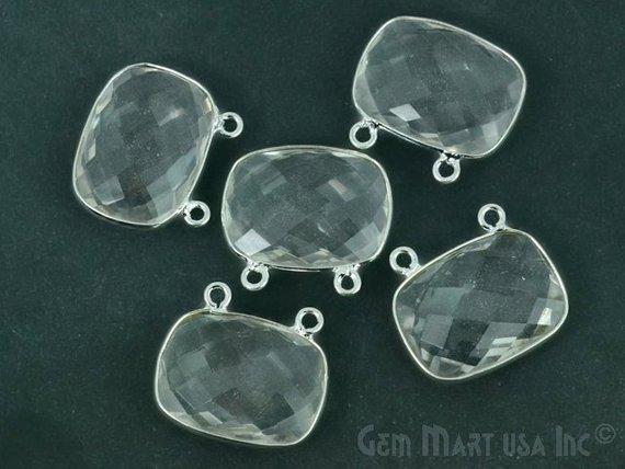 Octagon 10x12mm Cat Bail Gemstone Silver Bezel Connector