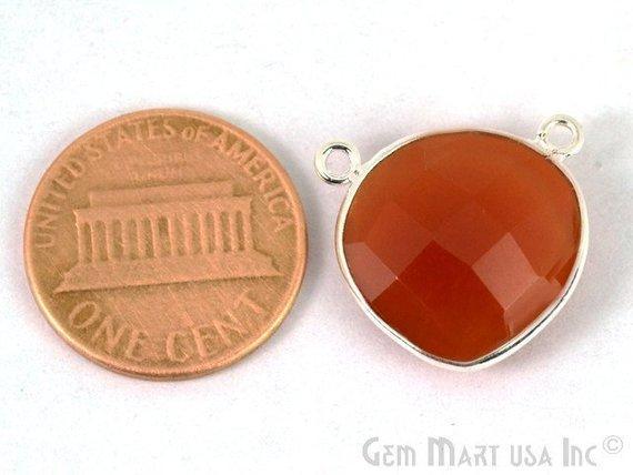 Heart 16mm Cat Bail Silver Bezel Gemstone Connector