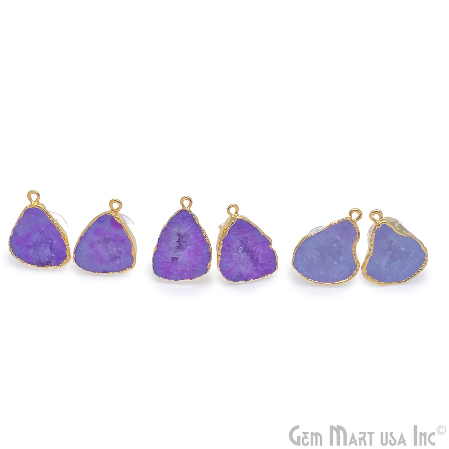 DIY Agate Slice Geode Druzy Gold Edged Loop Connector Studs Earrings