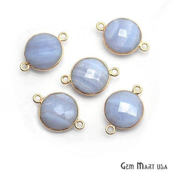 Round 12mm Double Bail Gold Plated Gemstone Bezel Connector