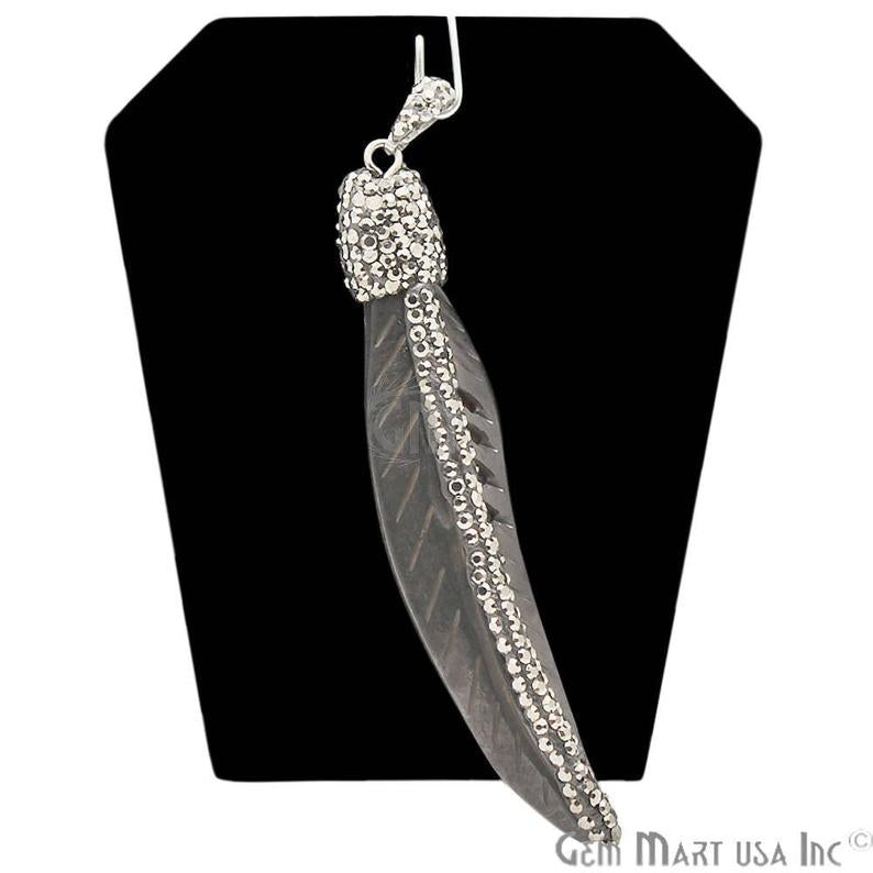 Cubic Zircon Pave Feather Necklace Pendant (Pick Your Feather) - GemMartUSA