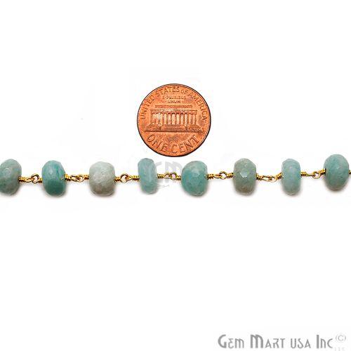 Amazonite Rondelle Beads Gold Plated Rosary Chain (762906050607)