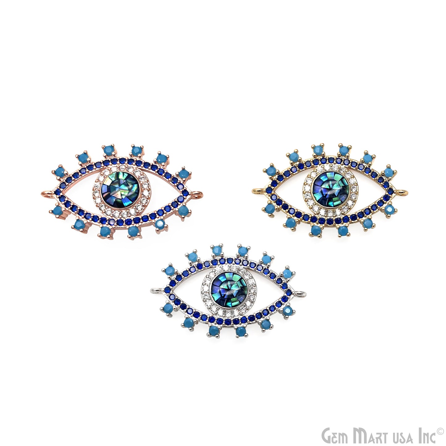 Evil Eye Charm Pendant 32x20mm Double Bail Evil Eye Bracelet Charm