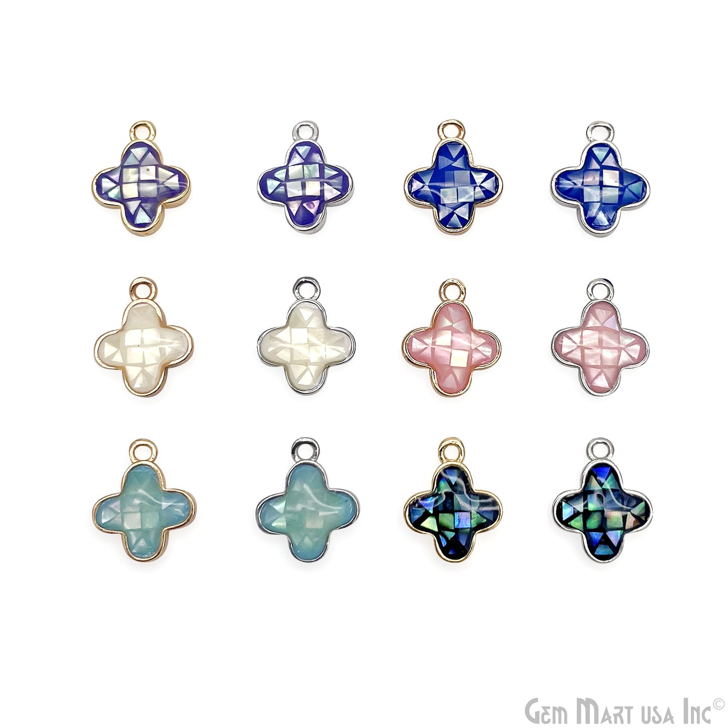 Shell Charm Clover 10mm Single Bail Bracelet Charm Pendant