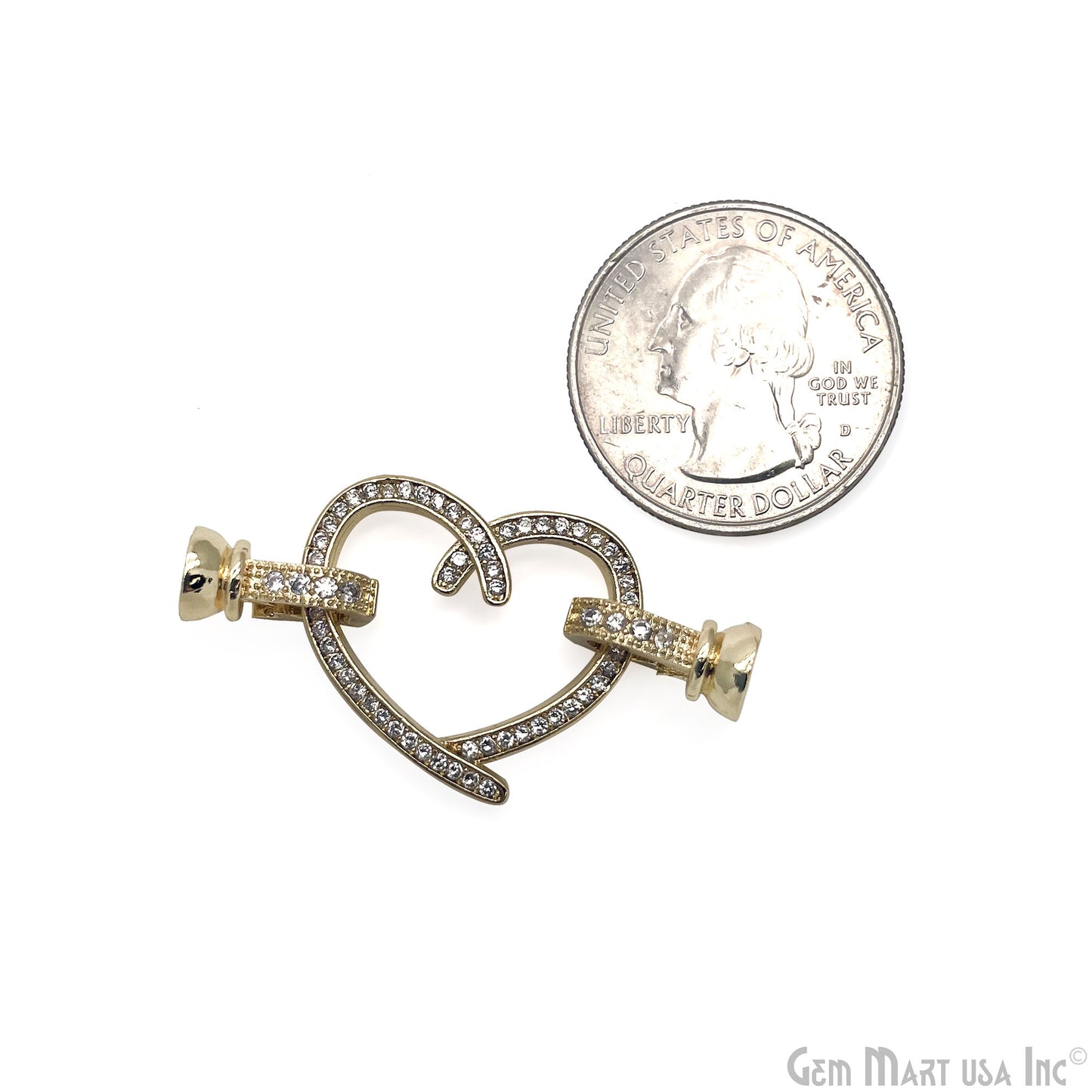 CZ Pave Heart Charm Pendant 40x20mm CZ Clear Micro Pave Bracelet Heart Charm