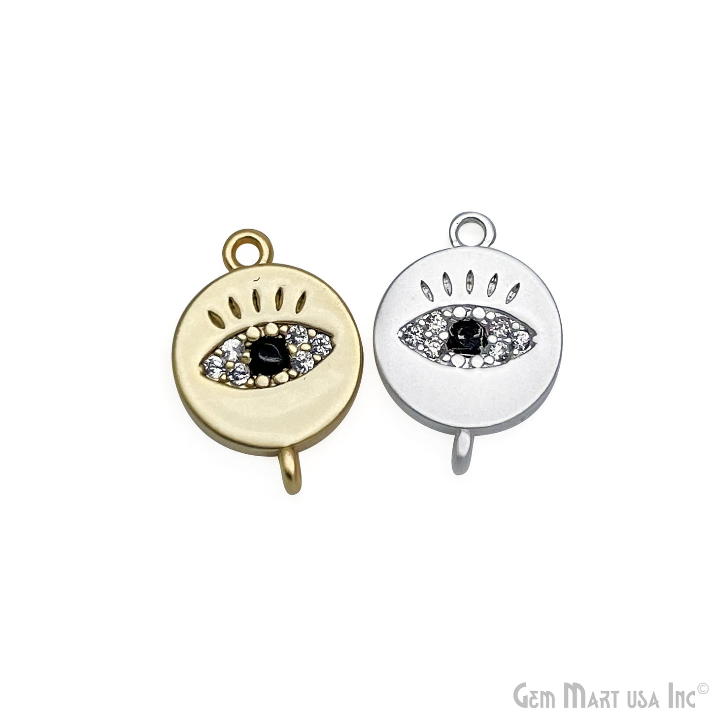 Evil Eye Charm Pendant 10mm Double Bail Evil Eye Bracelet Charm