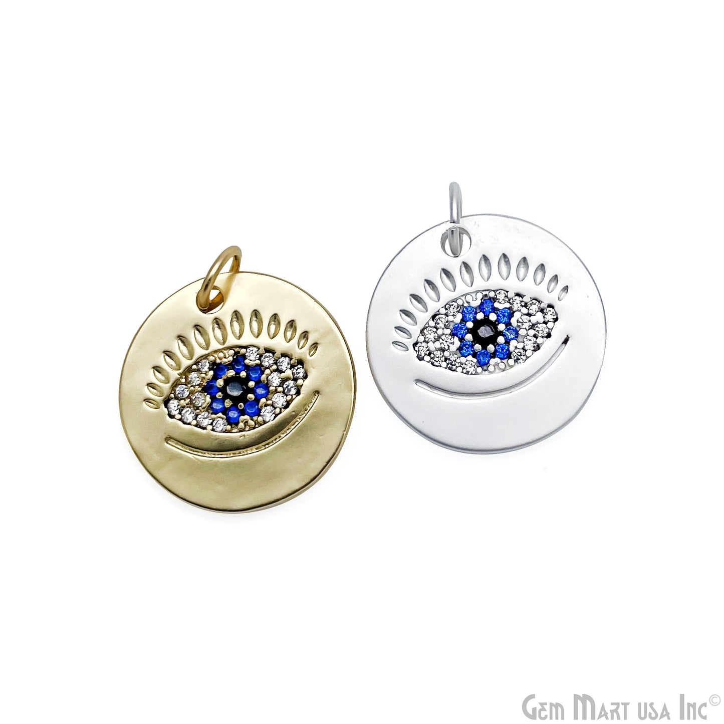 Evil Eye Charm Pendant 16mm Single Bail Evil Eye Bracelet Charm