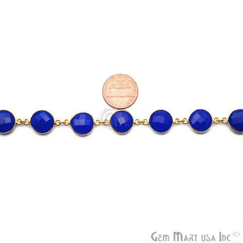 Dark Blue Chalcedony Round 12mm Continuous Connector Chain (764268675119)