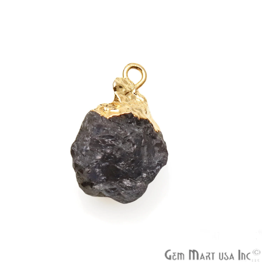 Iolite Gold Electroplated Single Bail Gemstone Connector
