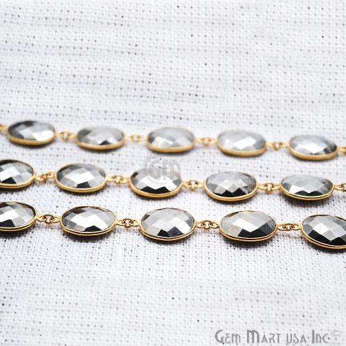 Pyrite 16x12mm Oval Gold Bezel Continuous Connector Chain (763987099695)