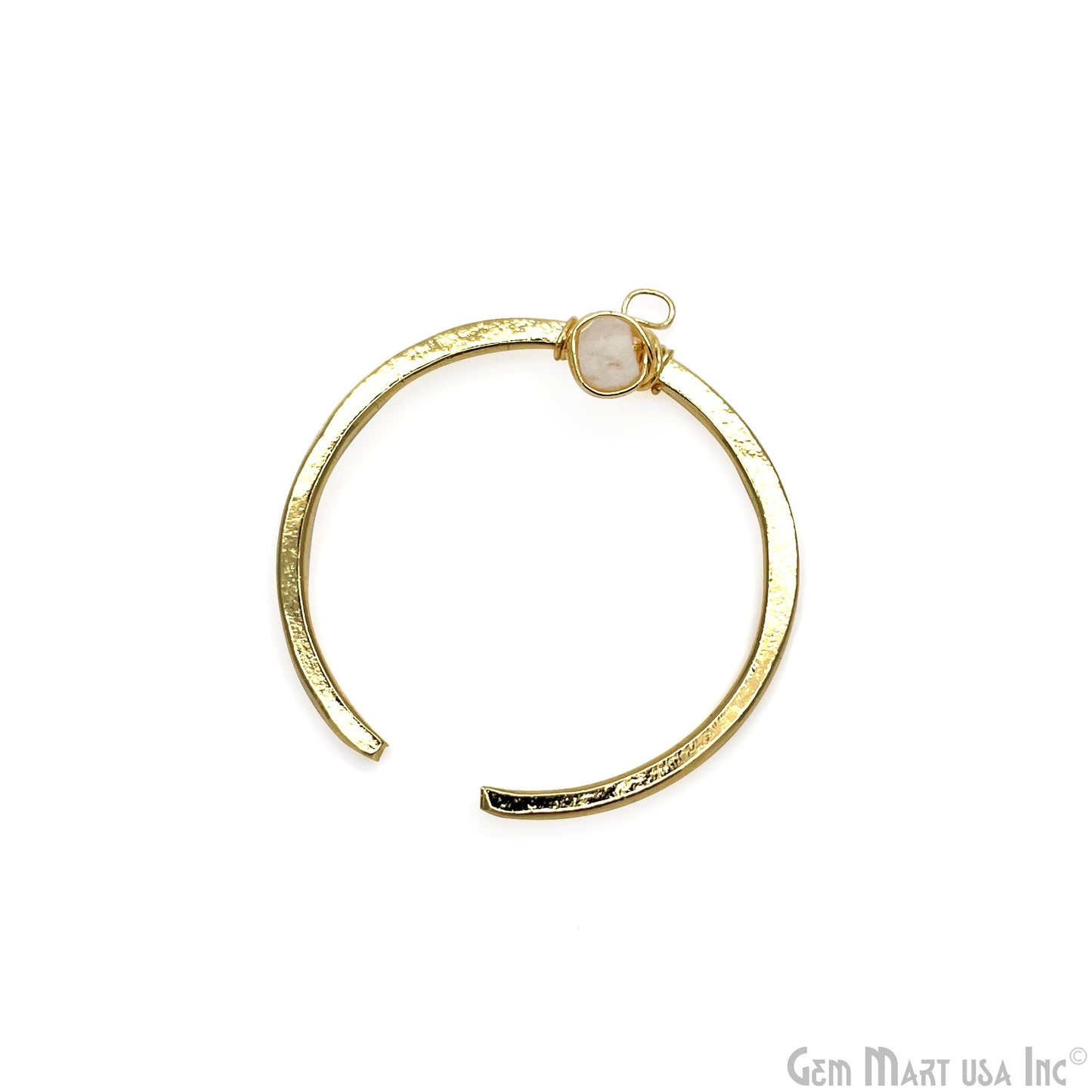 Rainbow Moonstone Hexagon 26x24mm Hoop Gemstone Bead Gold Plated Connector